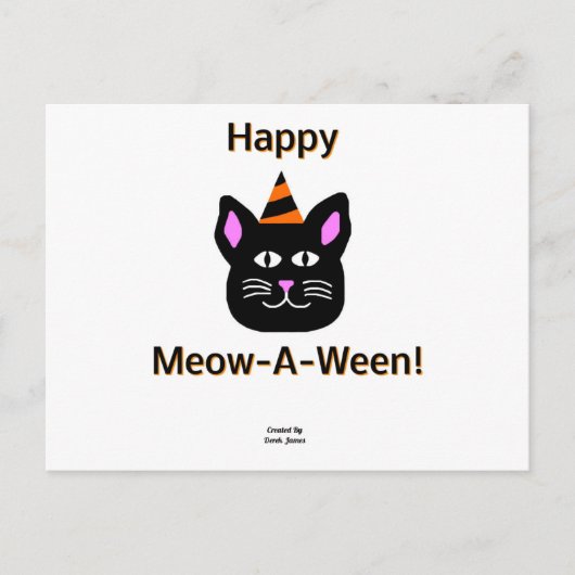 Carte Postale Black Cat Meow-A-Ween (Devant)