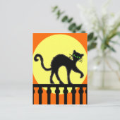 Carte Postale Black Cat on Fence Postcard (Debout devant)