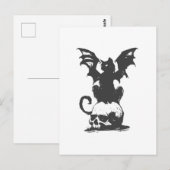 Carte Postale black cat with monster wings - choose back color (Devant / Derrière)
