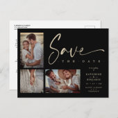 Carte Postale Black Chic tendance Collage Mariage 3 Photos (Devant / Derrière)