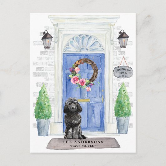 Carte postale Black Cockapoo Moving Faire-part (Devant)