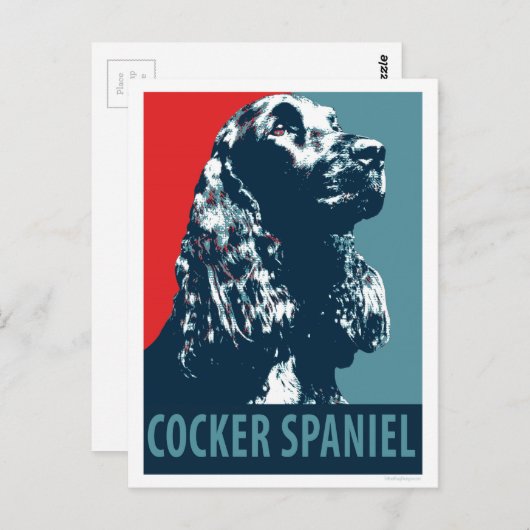 Carte Postale Black Cocker Spaniel Hope Chien Pop Art (Devant / Derrière)