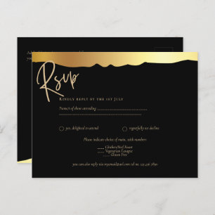 Carte Postale Black Cravate Mariage Gold Foil Script Élégant évé