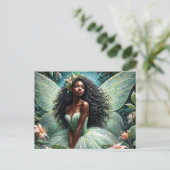 Carte Postale Black Fairy In Green and Peach Botanical (Debout devant)