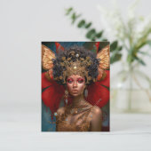 Carte Postale Black Fairy Queen Red Gold Fairy Imaginaire Art (Debout devant)