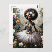 Carte Postale Black Girl Orchid Fairy With Afro (Devant / Derrière)