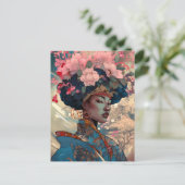 Carte Postale Black Goddess Queen Rose Bleu Imaginaire Art (Debout devant)
