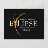 Carte Postale Black & Gold 2024 Texas Total Solar Eclipse (Devant)