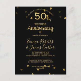 Carte postale Black & Gold 50th Anniversary
