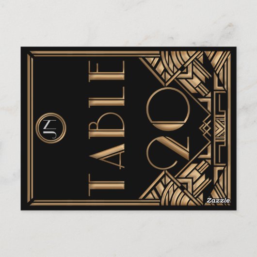 Carte Postale Black Gold Art Déco Gatsby Style Tableau Numéro 20 (Dos)