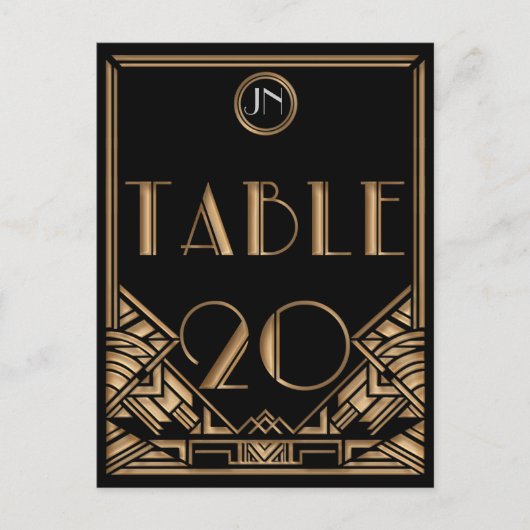 Carte Postale Black Gold Art Déco Gatsby Style Tableau Numéro 20 (Devant)