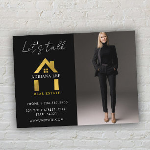 Carte Postale Black Gold Luxe Photo Logo de la maison immobilièr