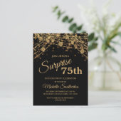 Carte Postale Black Gold String Lights Surprise 75e anniversaire (Debout devant)