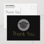 Carte Postale Black Graduation Gold LetteringMerci (Devant / Derrière)