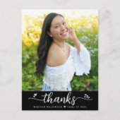 Carte Postale Black Graduation Script photo Coeurs Merci (Devant)