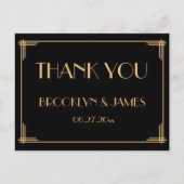 Carte Postale Black Great Gatsby Art Déco Mariage Merci (Devant)
