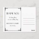 Carte Postale Black Great Gatsby Art Déco Mariage Merci (Dos)