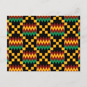 Carte Postale Black, Green, Red, et Yellow Kente Cloth