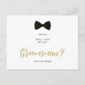 Carte Postale Black Groomsman Vintage Bow Wedding Proposal (Devant)