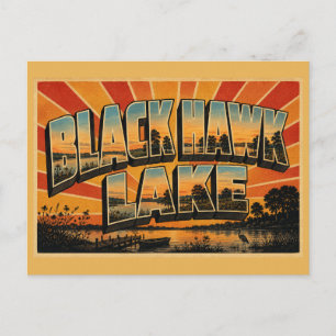 Carte Postale Black Hawk Lake Iowa Prairie artistique du lac gla
