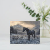Carte Postale Black Horse paysage neigeux Pittoresque (Debout devant)