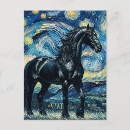 Carte Postale Black Horse Van Gogh (Devant)