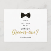 Carte Postale Black Jr Groomsman Vintage Bow Wedding Proposal (Devant)