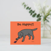 Carte Postale Black Lab Cartoon convivial Black Labrador (Debout devant)