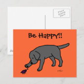 Carte Postale Black Lab Cartoon convivial Black Labrador (Devant / Derrière)