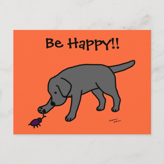 Carte Postale Black Lab Cartoon convivial Black Labrador (Devant)