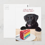 Carte Postale Black Lab - La vie est courte, mange le gâteau - L (Devant / Derrière)