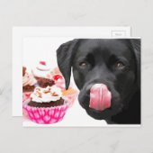 Carte Postale Black Lab Party - Anniversaire de chien - Cupcake (Devant / Derrière)