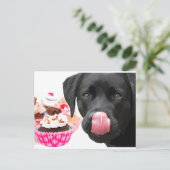 Carte Postale Black Lab Party - Anniversaire du Chien - Cupcake (Debout devant)