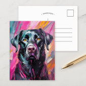 Carte Postale Black Lab Portrait Art Moderne