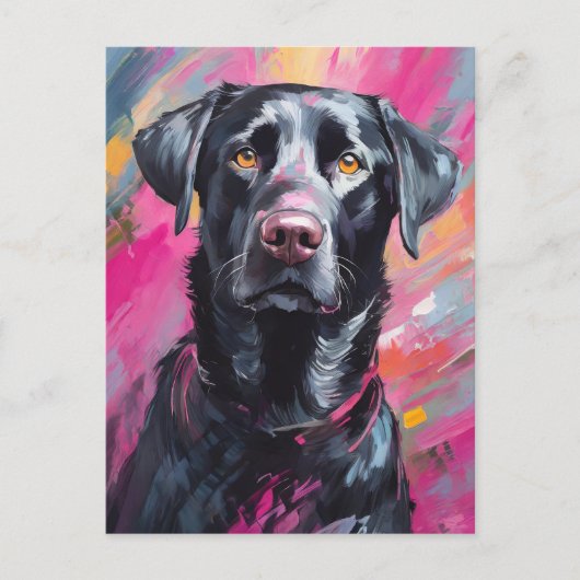 Carte Postale Black Lab Portrait Art Moderne (Devant)
