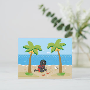 Carte postale Black Labrador Bikini Girl