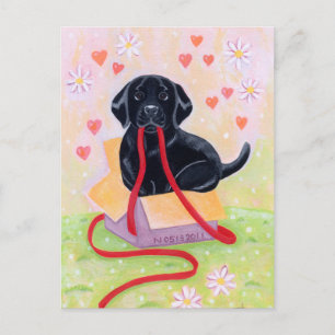 Carte Postale Black Labrador dans la boîte Peinture