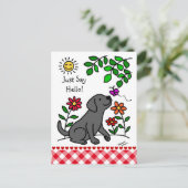 Carte Postale Black Labrador & Green (Debout devant)