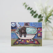 Carte Postale Black Labrador happy bath (Debout devant)