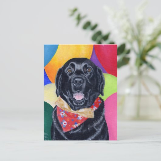Carte Postale Black Labrador Joyeux tableau d'anniversaire (Debout devant)