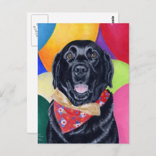 Carte Postale Black Labrador Joyeux tableau d'anniversaire (Devant / Derrière)