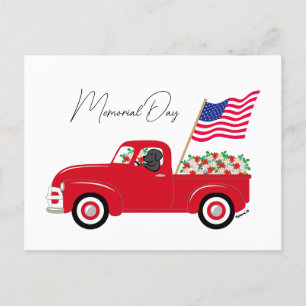 Carte Postale Black Labrador Red Truck Memorial Day