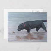 Carte postale Black Labrador Retriever Dog Art (Devant / Derrière)