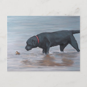 Carte postale Black Labrador Retriever Dog Art