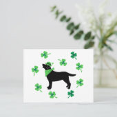 Carte Postale Black Labrador St. Patrick's Day Shamrock Feuille (Debout devant)