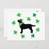 Carte Postale Black Labrador St. Patrick's Day Shamrock Feuille (Devant / Derrière)