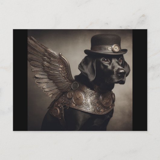 Carte Postale Black Labrador Steampunk (Devant)