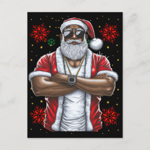 Carte Postale Black Man Melanin Noël Noël Noël Noël Claus vilain