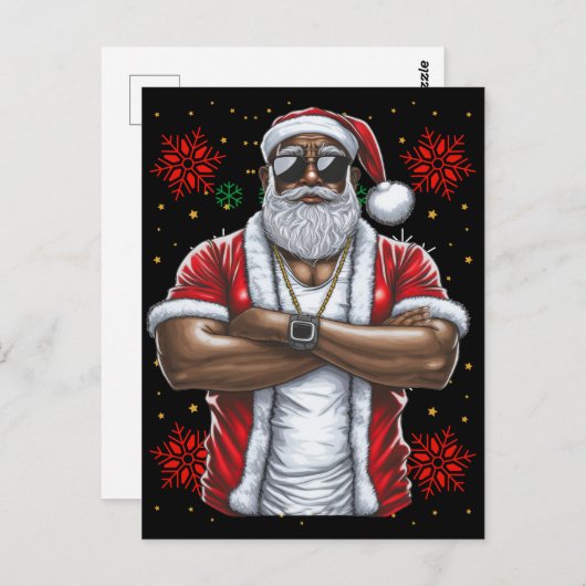 Carte Postale Black Man Melanin Noël Noël Noël Noël Claus vilain (Devant / Derrière)