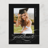 Carte Postale Black Modern Elegant Script Photo Graduation Party (Devant)
